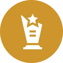 Award icon on golden background
