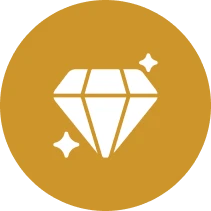 Gem symbol in gold circle