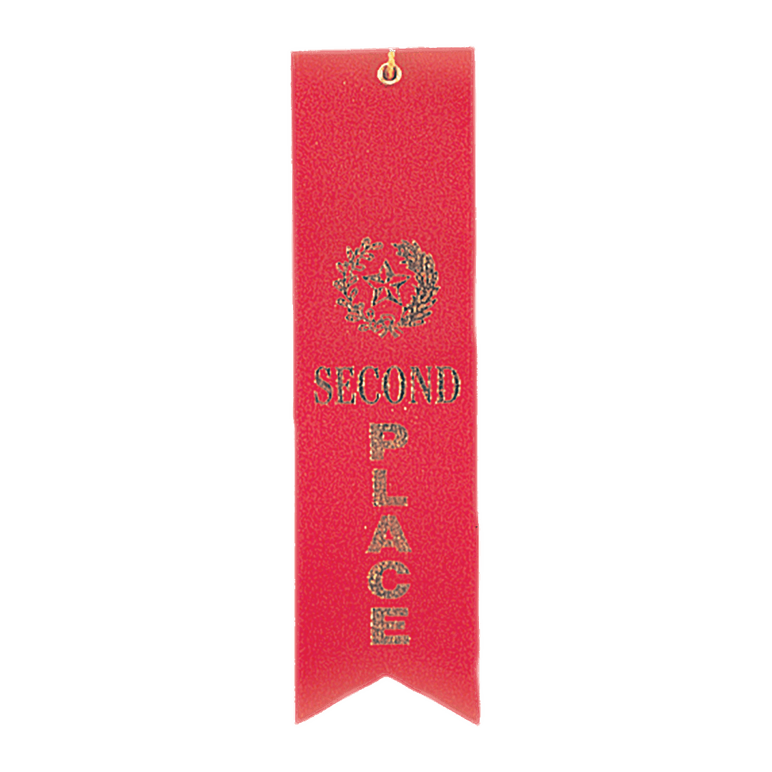Second Place Red Ribbon 2"x8" Pack of 25